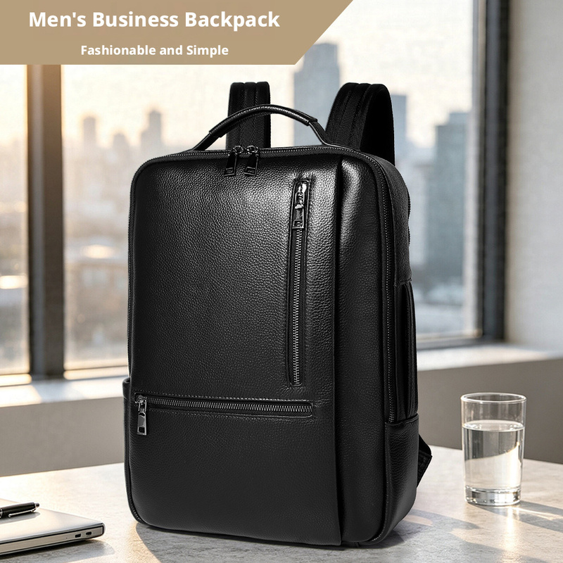 Black Genuine Leather Laptop B - Leather Work Rucksack Mens 评论和价格