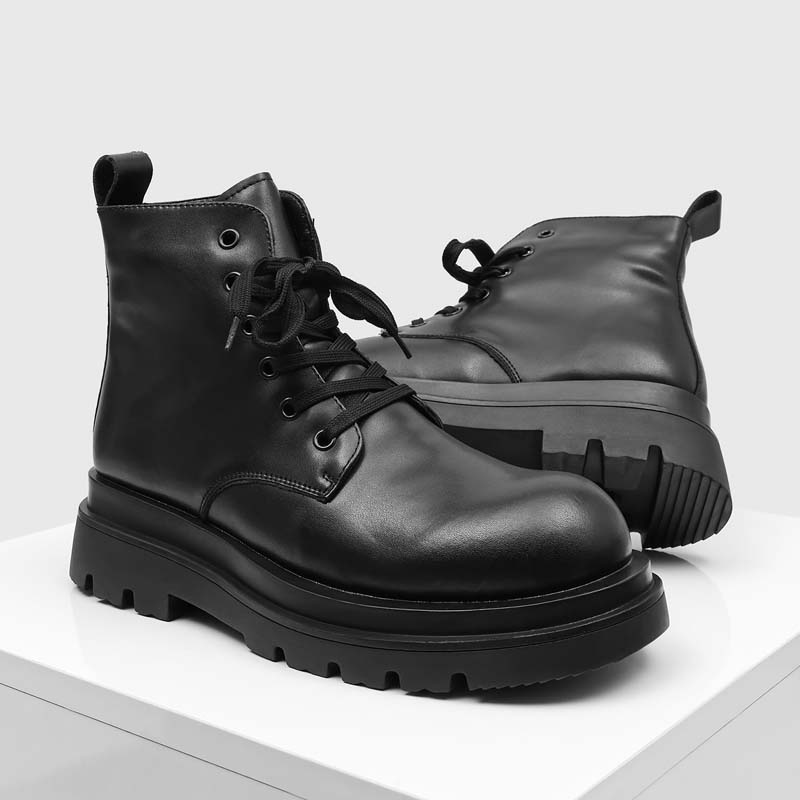 Black Men's Casual Leather Boo - Leatherwork Designs 评论和价格